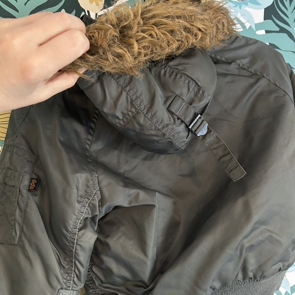 Y2K Vintage alpha industries youth 4/5 bomber jacket faux fur Military Coat - Picture 11 of 12